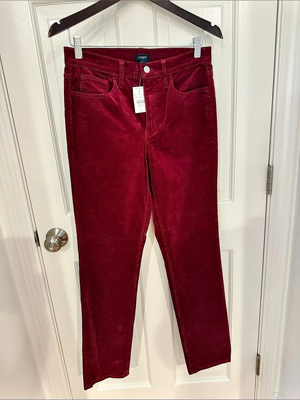 J.Crew Corduroy Full-Length Essential Straight Pant Burgundy Waist 28T